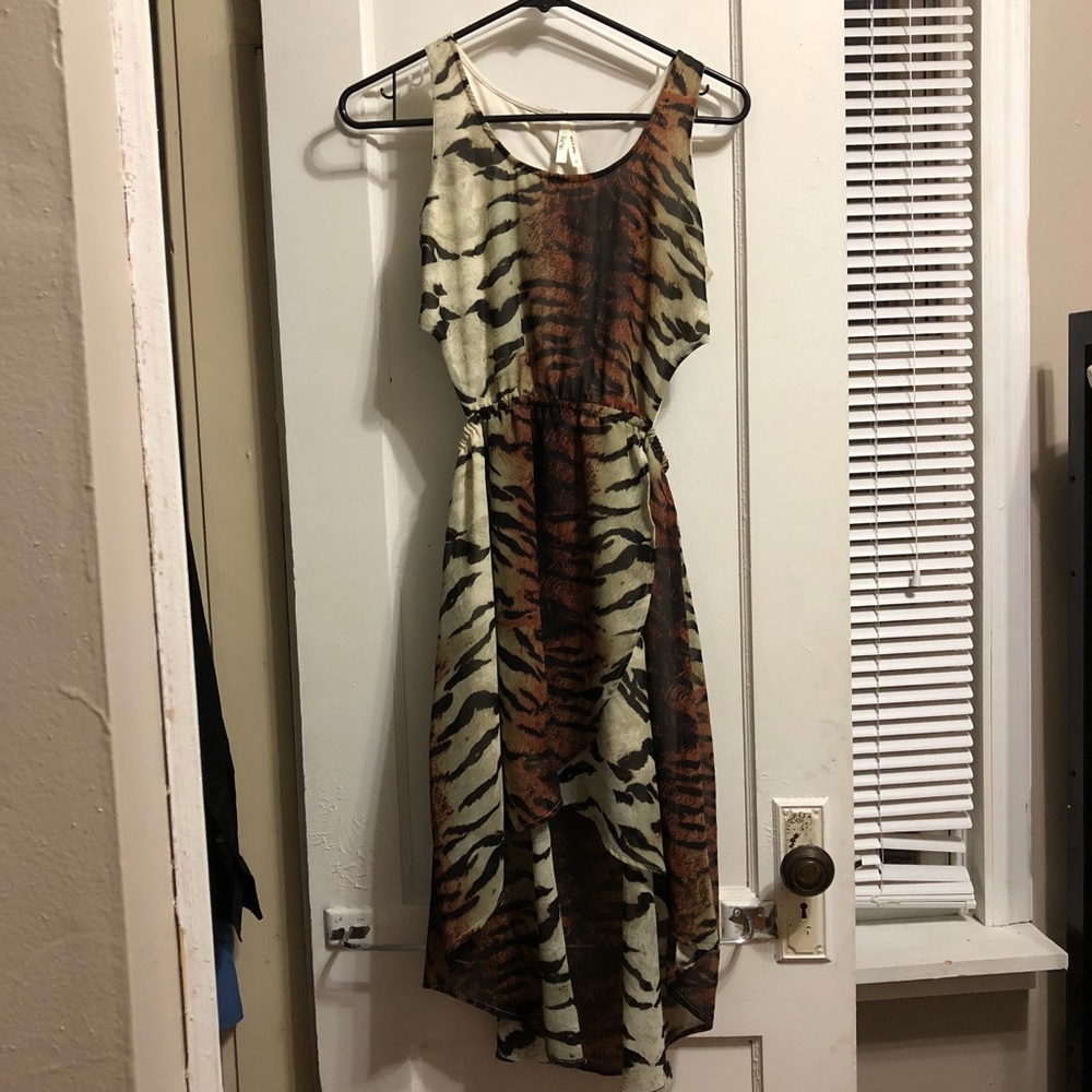 Animal print high low dress